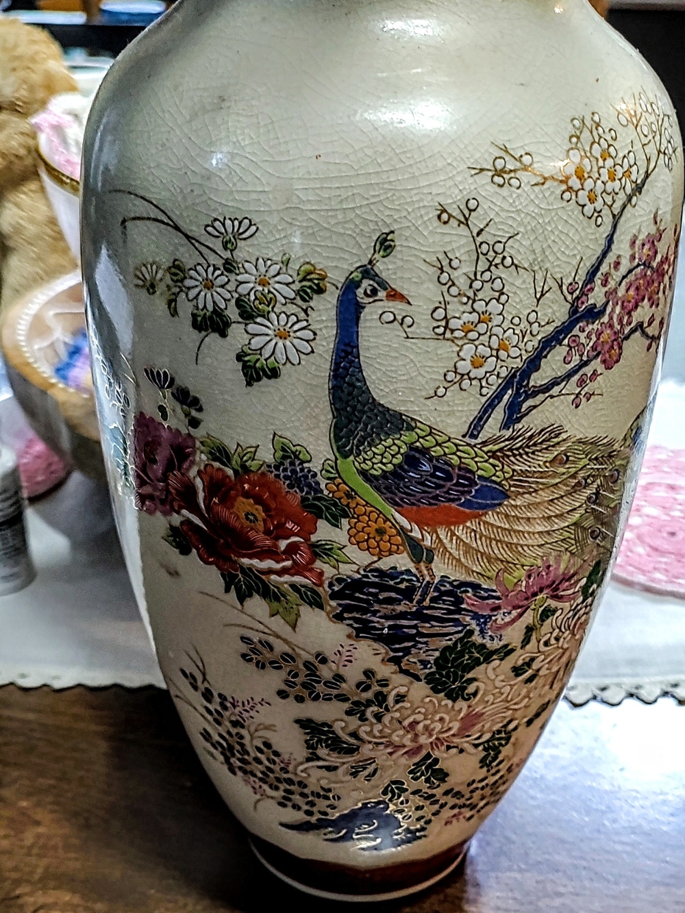 Decorative Ceramic Peacock Vase in Multicolor by